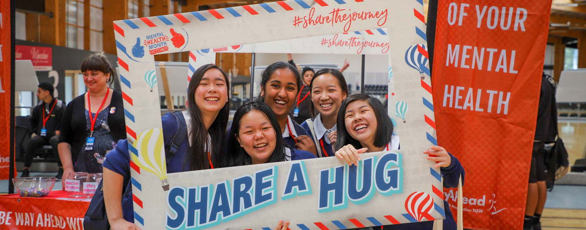 School kids at the WayAhead stand at the 'Largest Mental Health Lesson'